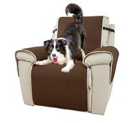 PETCUTE Fundas para Sillas Reclinables,Universal Fundas para Sillones con Correa EláStica Ajustable,Lavable Protector Funda Sillon Relax con Partículas Antideslizantes,Cubre Sofa 1 Plaza,Café Oscuro