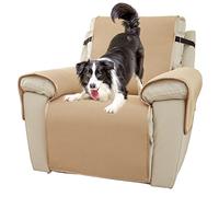 PETCUTE Fundas para Sillas Reclinables,Universal Fundas para Sillones con Correa EláStica Ajustable,Lavable Protector Funda Sillon Relax con Partículas Antideslizantes,Cubre Sofa 1 Plaza,Beige