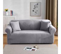 PETCUTE Fundas para sillón elásticas Cubre sillón Fundas Sofa de Terciopelo Gruesas Fundas para sofás Gris