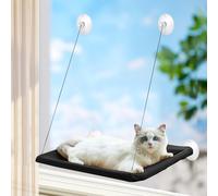 PETCUTE Hamaca de Cama con Ventana para Gatos de Interior,Hamaca Reforzada para Gatos de hasta 15kg con Ventosa Fuerte,Lavable Transpirable Tela Oxford,para Superficies Lisas