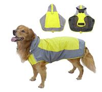PETCUTE Impermeable Con Capucha y Collar Agujero Para Perros, Ultra-Light Chaqueta de Lluvia Con Tiras Reflectoras, Resistente al Agua Para Cachorro Pequeño
