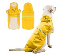 PETCUTE Impermeable para Perros,Abrigo Impermeable para Perro Medianos y Grandes con Capucha,Poncho de Lluvia para Perros con Agujero para Arnés, Tira Reflectante y Bolsillos,3XL