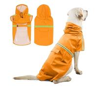 PETCUTE Impermeable para Perros,Abrigo Impermeable para Perro Medianos y Grandes con Capucha,Poncho de Lluvia para Perros con Agujero para Arnés, Tira Reflectante y Bolsillos,S