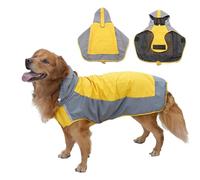 PETCUTE Impermeable para Perros con Capucha y Collar Agujero,Ultra-Light Chaqueta de Lluvia para Perros con Tiras Reflectoras,Chaqueta para Cachorro con Capucha Resistente al Agua para Perros Pequeño