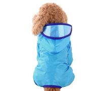 PETCUTE Impermeable para Perros con Capucha y Collar Agujero,Ultra-Light Transpirable Chubasquero para Perros,Impermeable 100% Chaqueta para Lluvia para medianos Perro de Raza Grande,Azul,S