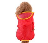 PETCUTE Impermeable para Perros con Capucha y Collar Agujero,Ultra-Light Transpirable Chubasquero para Perros,Impermeable 100% Chaqueta para Lluvia para medianos Perro de Raza Grande,Rojo,2XL