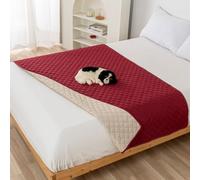 PETCUTE Mantas para Camas para Perros,Mantas Impermeables para Perros para Cama con Fondo Antideslizante,Lavable Funda para Cama de Perro,Protector de Muebles para Niños,Perro,Rojo,130 * 210CM