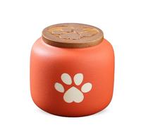 PETCUTE Mini Urnas de Cremación para Cenizas de Perros y Gatos,Urnas de Mascotas para Cenizas de Perros,Urna de Cerámica para Perro,Urna Funerarias para Mascotas,Naranja Rojo,180ml