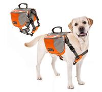 PETCUTE Mochila Arnés Chaleco para Perro,Ajustable Mochila Arnés para Perro Mascota Mediano y Grande,Mochila para Perros con Tira Reflectante,Mango Cómodo,para Senderismo y Camping