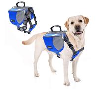 PETCUTE Mochila Arnés Chaleco para Perro,Ajustable Mochila Arnés para Perro Mascota Mediano y Grande,Mochila para Perros con Tira Reflectante,Mango Cómodo,para Senderismo y Camping