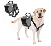 PETCUTE Mochila Arnés Chaleco para Perro,Ajustable Mochila Arnés para Perro Mascota Mediano y Grande,Mochila para Perros con Tira Reflectante,Mango Cómodo,para Senderismo y Camping