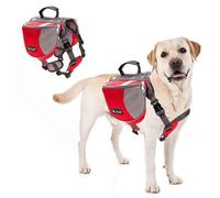 PETCUTE Mochila Arnés Chaleco para Perro,Ajustable Mochila Arnés para Perro Mascota Mediano y Grande,Mochila para Perros con Tira Reflectante,Mango Cómodo,para Senderismo y Camping