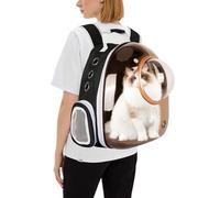 PETCUTE Mochila para Gatos con Cápsula Espacio,Transpirable Mochila Transportín Perro y Gatos Pequeños,Mochilas para Mascotas con Arnés Interno,Carga Máxima 6kg,Color té