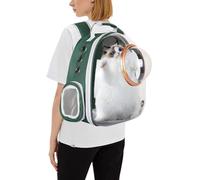 PETCUTE Mochila para Gatos con Cápsula Espacio,Transpirable Mochila Transportín Perro y Gatos Pequeños,Mochilas para Mascotas con Arnés Interno,Carga Máxima 6kg,Verde Oscuro