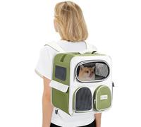 PETCUTE Mochila para Gatos con Ruedas,Mochila Plegable para Perros con Bolsillos,Multifuncional,Transpirable Mochila Transportin Gato para Mascotas,para Perros y Gatos de hasta 9kg,para Viajes
