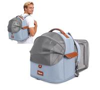 PETCUTE Mochila para Gatos de Malla Transpirable,Mochila Transportadora Extensible para Perros Pequeños con Alfombrilla Extraíble y Arnés Interno,Ideal para Viajes, Senderismo y Acampadas