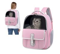 PETCUTE Mochila para Gatos,Mochila Cápsula Espacio para Mascotas,Mochila Transportín Gato Bien Ventilado,Mochila para Transporte de Mascotas con cojín Extraíble,Bolsillos,Aprobado por Aerolínea