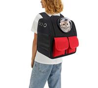 PETCUTE Mochila para Gatos,Mochila Transportín Perro,Plegable Mochila para Transporte de Mascotas con Cápsula Espacial Ventilada,Mochila Transportín Gato con Cama de Felpa Suave,Aerolínea Aprobada