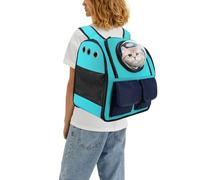PETCUTE Mochila para Gatos,Mochila Transportín Perro,Plegable Mochila para Transporte de Mascotas con Cápsula Espacial Ventilada,Mochila Transportín Gato con Cama de Felpa Suave,Aerolínea Aprobada