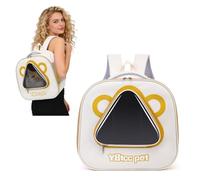 PETCUTE Mochila para Gatos,Mochilas Transpirable para Mascotas,Bolsa de Transporte Portátil para Perros con Ventana Transparente,Mochila Cápsula Espacial para Senderismo,Paseos,Caqui
