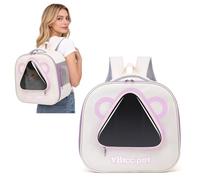PETCUTE Mochila para Gatos,Mochilas Transpirable para Mascotas,Bolsa de Transporte Portátil para Perros con Ventana Transparente,Mochila Cápsula Espacial para Senderismo,Paseos,Morado