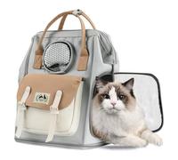 PETCUTE Mochila para Gatos Perros,Mochila Transportín para Gatos con Malla Transpirable, Bolso de Viaje Portátil para Gatos Mascotas con Arnés de Seguridad,Bolsillos,Aprobado por Aerolínea
