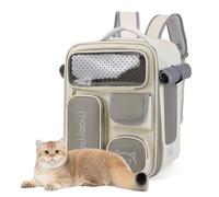 PETCUTE Mochila para Gatos,Plegable Bolsa de Transporte para Mascotas Gatos Perros con Correa de Seguridad Interior,Mochila Transportín Gato Bien Ventilado con Alfombrilla Extraíble,Carga Máxima 7 kg