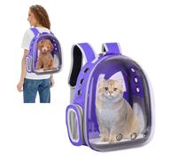 PETCUTE Mochila para Gatos Transparente Portador de Mascotas Mochila con Burbujas Bolsa de Transporte Ventilada PortáTil Diseño de Cápsula Transpirable para Gatos Pequeños Púrpura