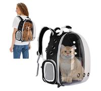 PETCUTE Mochila para Gatos Transparente Portador de Mascotas Mochila con Burbujas Bolsa de Transporte Ventilada PortáTil Diseño de Cápsula Transpirable para Gatos Pequeños Negro