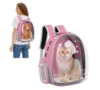 PETCUTE Mochila para Gatos Transparente Portador de Mascotas Mochila con Burbujas Bolsa de Transporte Ventilada PortáTil Diseño de Cápsula Transpirable para Gatos Pequeños Rosa