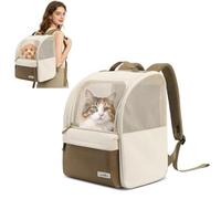 PETCUTE Mochila para Gatos y Perros Pequeños,Diseño Ventilado Mochila Transportadora para Gatos,Bolsa Plegable para Perros con Correa de Seguridad y Alfombra,para Viajes Camping Senderismo Uso