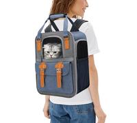 PETCUTE Mochila para Mascotas,Mochila Gatos Transporte, Carga Máxima 7.5Kg,Bien Ventilado Mochila Transportín Gato con Colchón Suave,Correa de Seguridad Interior,para Viajar en Tren/automóvil/avión