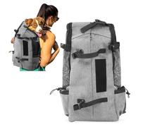 PETCUTE Mochila para Perros Bolsa Transportin Gato Perro Grandes Transpirable Bolsa Portaperro para Caminatas Portátil Viaje hasta 16,5kg Gris