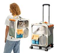 PETCUTE Mochila para Perros con 4 Ruedas,Mochila Plegable para Gatos Grandes y Perros Pequeños con Alfombrilla Extraíble,Transportín Perro Gato Mascotas con Diseño Ventilado,Ideal para Viajar