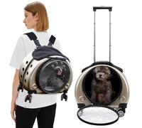 PETCUTE Mochila para Perros con Ruedas,Plegable Bolsa de Transporte para Mascotas con Alfombrilla Extraíble,Transpirable Mochila para Mascotas para Gatitos,Perros Pequeños,Carga Máxima 7.5kg