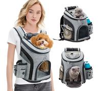 PETCUTE Mochila para Perros Pequeños,Transpirable Bolsa Transportar Gatos con Cinturón de Seguridad Interno,Adjustable Mochila Mascotas con Bolsillos,Carga Máxima 16lbs,para Viajar en Tren/avión