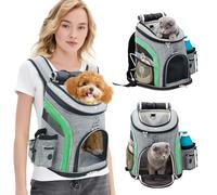 PETCUTE Mochila para Perros Pequeños,Transpirable Bolsa Transportar Gatos con Cinturón de Seguridad Interno,Adjustable Mochila Mascotas con Bolsillos,Carga Máxima 16lbs,para Viajar en Tren/avión