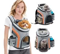 PETCUTE Mochila para Perros Pequeños,Transpirable Bolsa Transportar Gatos con Cinturón de Seguridad Interno,Adjustable Mochila Mascotas con Bolsillos,Carga Máxima 16lbs,para Viajar en Tren/avión
