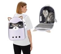PETCUTE Mochila para Perros y Gatos,Transpirable,Mochila Transportadora para Perros con diseño Transparente,Mochila Ajustable para Mascotas con Fondo Impermeable-Beige