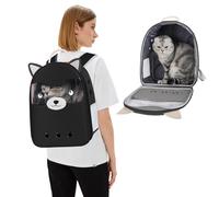 PETCUTE Mochila para Perros y Gatos,Transpirable,Mochila Transportadora para Perros con diseño Transparente,Mochila Ajustable para Mascotas con Fondo Impermeable-Negro