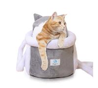 PETCUTE Mochila Portátil para Gatos,Transpirable y Cálida Mochila Transportadora para Gatos con Bolsillos Dobles,Mochila Cálida para Mascotas con Bandolera Ancha,para Viajes,Senderismo