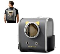 PETCUTE Mochila Transportadora Gatos, Mochila Transpirable para Mascotas con Ventana de Cápsula Espacial, Bolso para Perros Pequeños con Colchón Suave,para Senderismo,Camping,Negro,S