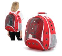 PETCUTE Mochila Transportadora para Gatos, Mochila para Gatos y Perros con Cinturón de Seguridad Interno, Mochila de Burbujas para Mascotas,para Viajes, Senderismo,Rojo Oscuro