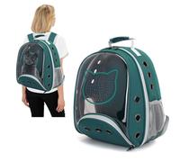 PETCUTE Mochila Transportadora para Gatos, Mochila para Gatos y Perros con Cinturón de Seguridad Interno, Mochila de Burbujas para Mascotas,para Viajes, Senderismo,Verde Oscuro