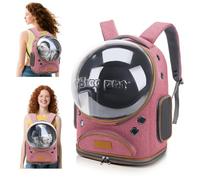 PETCUTE Mochila Transportadora para Gatos,Plegable y Transpirable Mochila para Mascotas con Cápsula De Espacio,Bolsa de Transporte para Gatos con Bolsillo Delantero,Aerolínea Aprobada