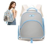 PETCUTE Mochila Transportadora para Perros Pequeños y Gatos de hasta 7 kg, Mochila para Gatos con Correa de Seguridad Integrada,Plegable y Transpirable Bolso para Mascotas,para Viaje Senderismo