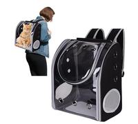 PETCUTE Mochila Transportín Gato,Mochila Transportín Perro Bien Ventilado con Correa de Seguridad Interior, Transparente Bolsa de Transporte para Gatos y Perros con Colchón Suave,Aerolínea Aprobada