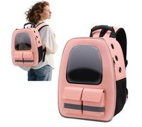PETCUTE Mochila Transportín Perro,Transpirable Mochila para Perros y Gatos,Mochila Transportín Gato con Correa de Seguridad Interior,Mochila para Mascotas con Cama de Felpa Suave,Tira Reflectante
