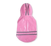 PETCUTE Moda Perrito Perro Impermeable Pet Reflexivo Tira Diseño Impermeable Rainwear Slicker en el día de Lluvia Rosado