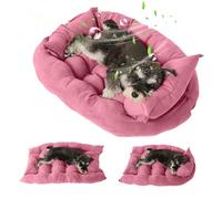 PETCUTE Ortopédica Camas Perro Grande,Multifuncional Cama para Perros,Colchoneta Perro Antideslizante,Cama para Mascotas Lavable a Máquina,Tres Formas Rosa 2 L